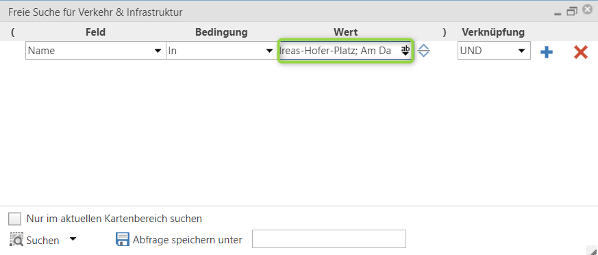 Mehrere Suchkriterien im WebOffice core Client