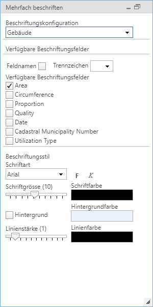 Aufgeklappter Dialog "Mehrfach beschriften" im WebOffice core Client