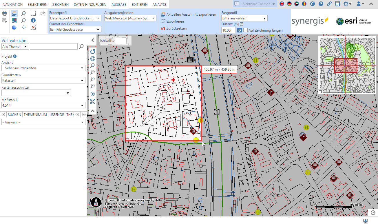 Datenexport mit einem Rechteck