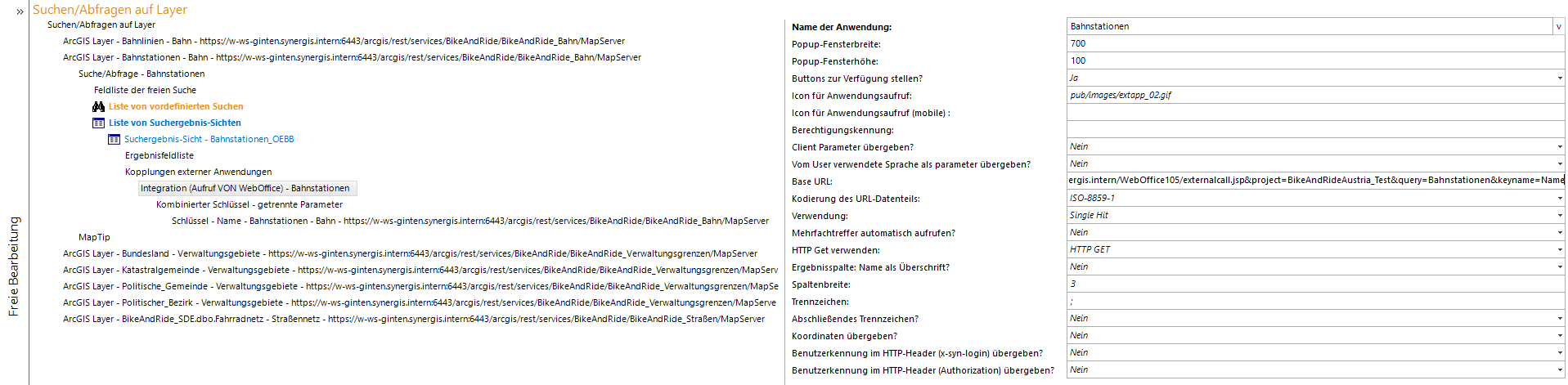 Konfiguration eines Links zu WebOffice mit aktueller Selektion&nbsp;
