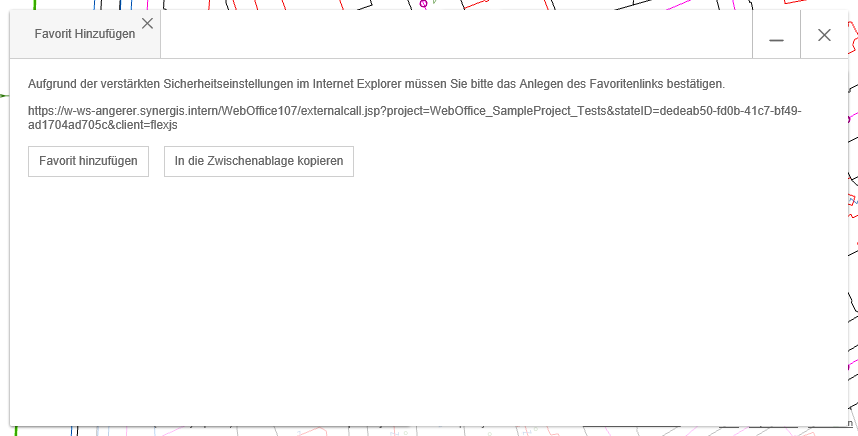 Favorit hinzufügen Dialog im WebOffice flex Client im IE11