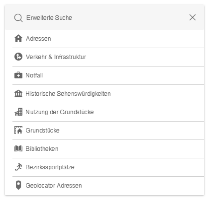 Verschiedene Arten von Suchen im WebOffice flex Client: &nbsp;1. Nur globale Volltextsuche, 2. Volltextsuche mit &nbsp;thematischem FTS, &nbsp;3. Erweiterte Suche mit vordefinierten Suchanfragen