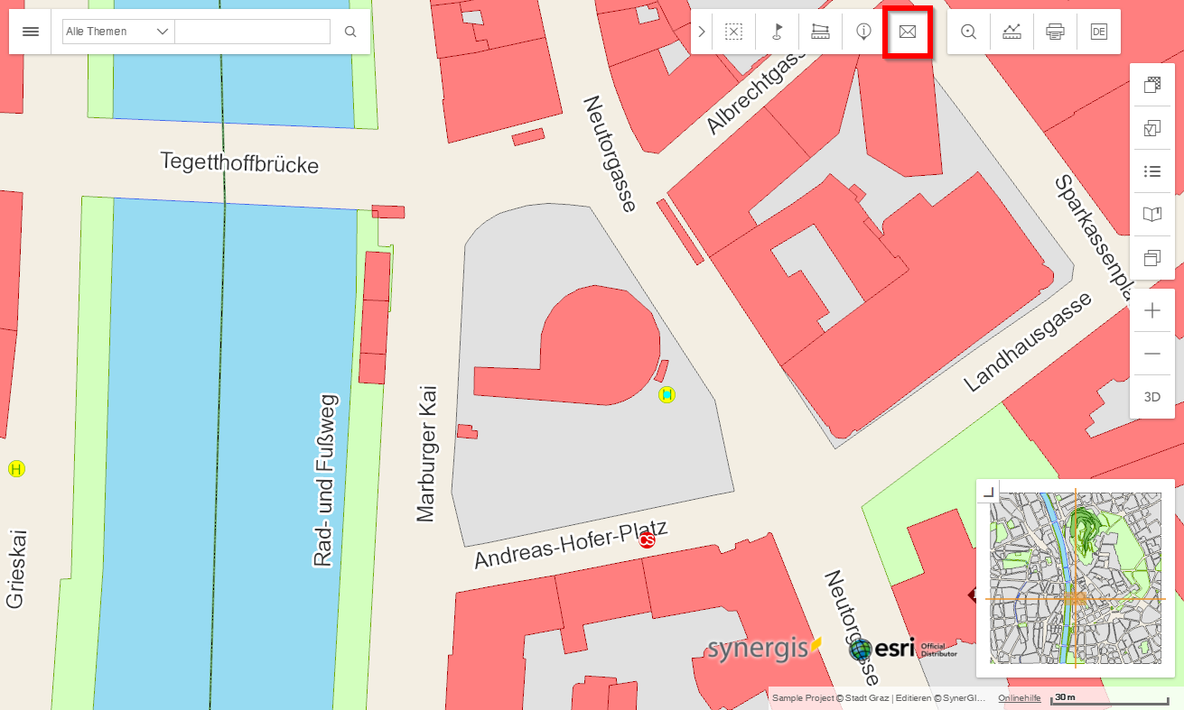 Werkzeug Karte versenden WebOffice flex Client