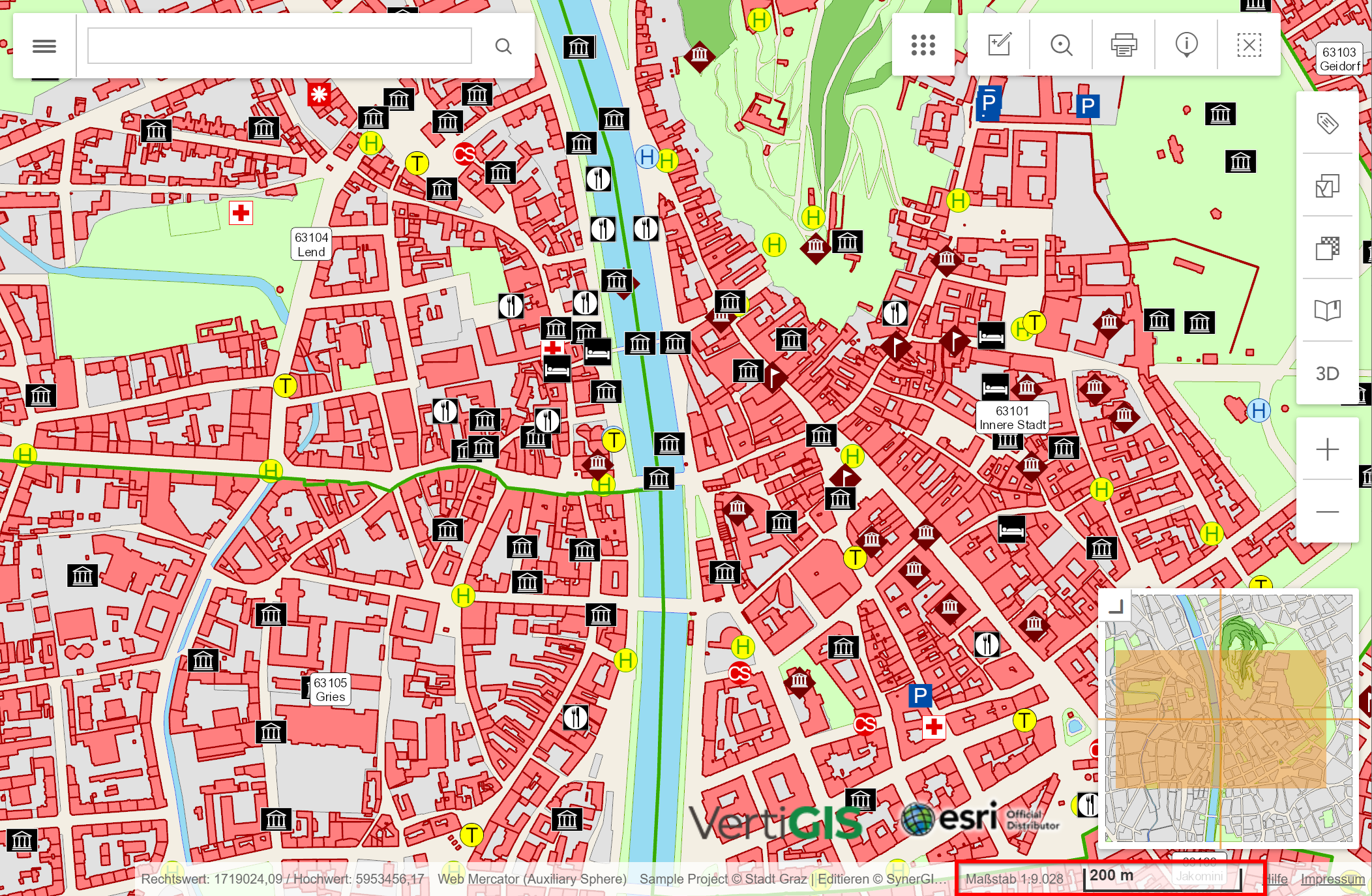 Numerischer und graphischer Maßstab im WebOffice flex Client