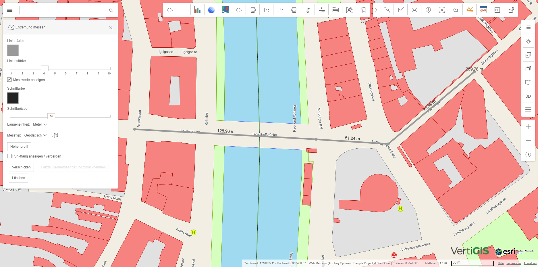 Distanz messen mit Stildialog im WebOffice flex Client