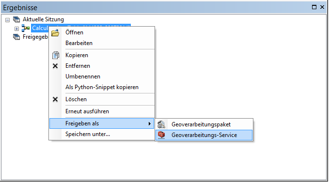 Publizieren des Geoprocessing-Ergebnisses