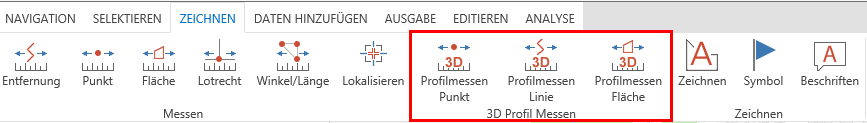 3D Profil Messwerkzeuge als eigene Custom Tools in der Werkzeugleiste im WebOffice core Client