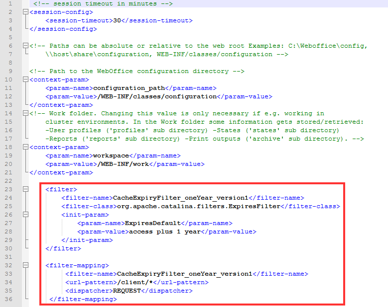 Definition von "filter" und "filter-mapping" in der web_user.xml