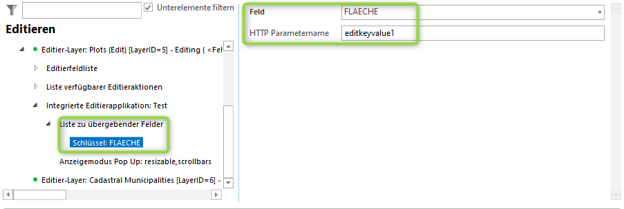 Liste zu übergebende Felder mit HTTP Parametername aus .jsp Datei