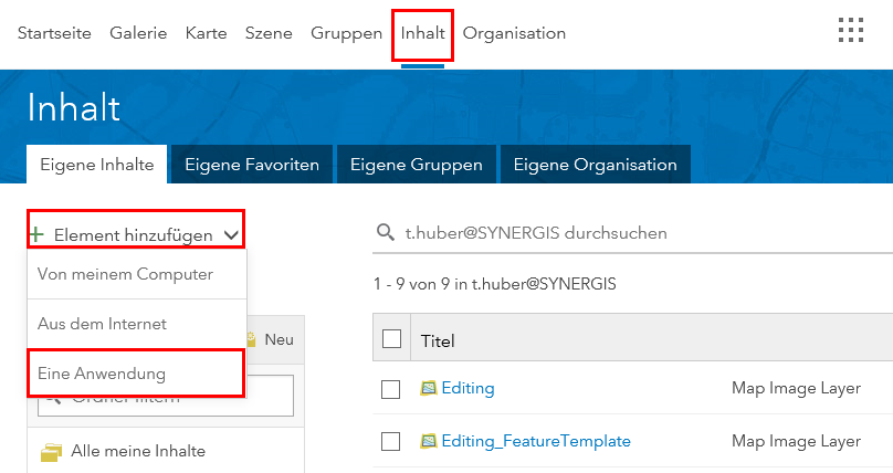 Hinzufügen eine neuen Anwendung im Portal