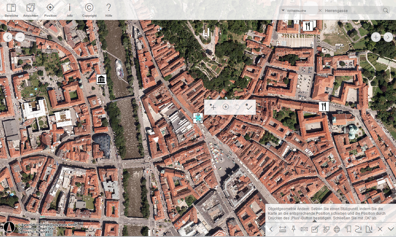 Objektgeometrie ändern von Originalposition auf Zielposition - Selektion des zu editierenden Objektes