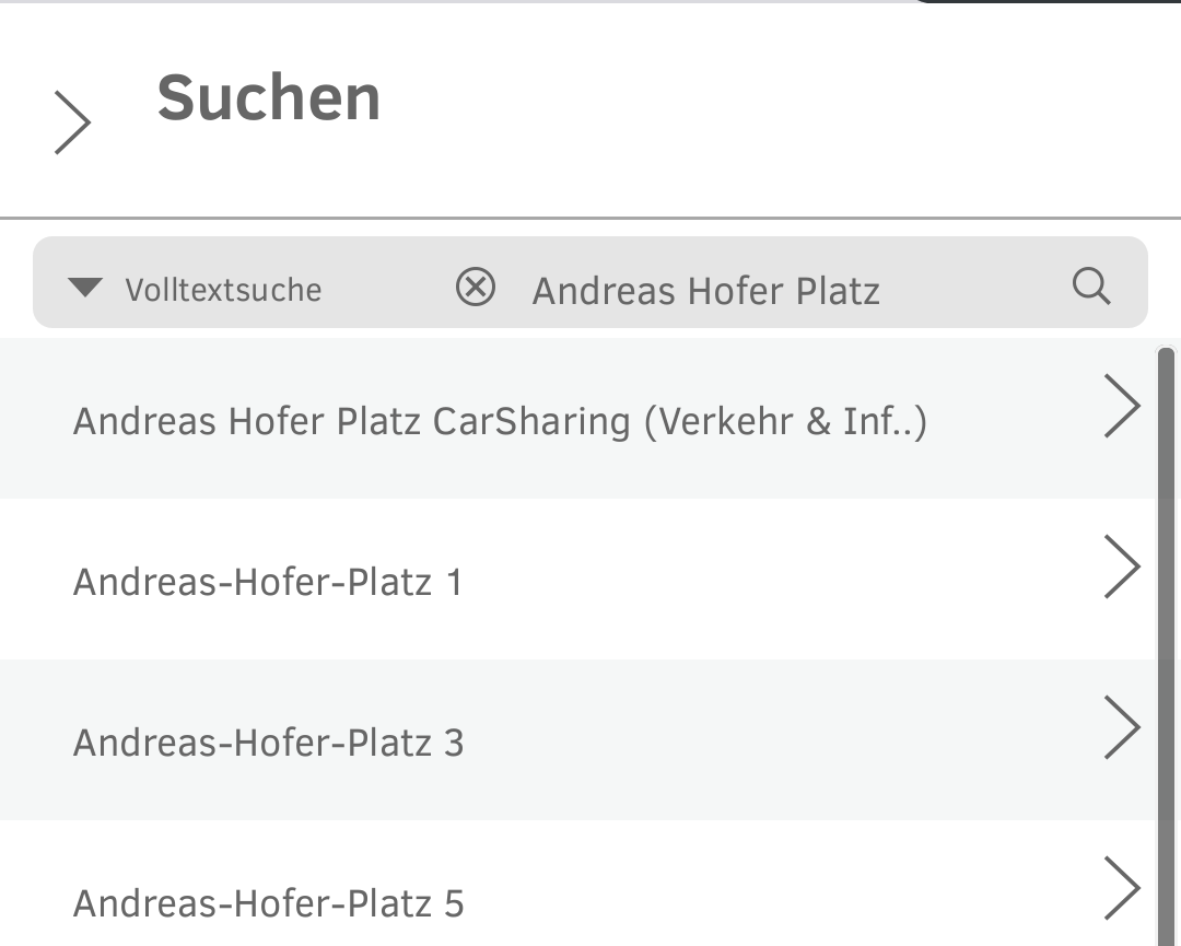 Liste der vordefinierten Suchen