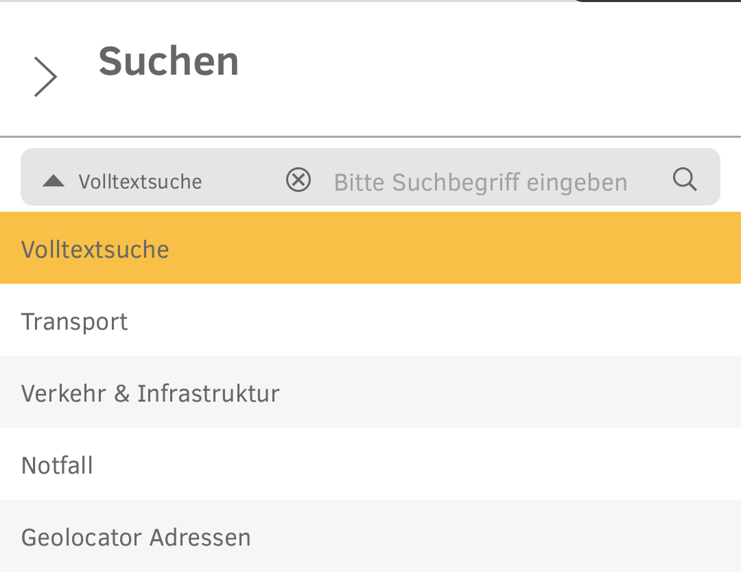 Liste mit vordefinierten Suchen - Suche Auswählen