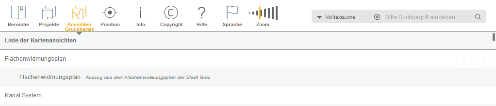 Ansichtenliste im WebOffice mobile Client