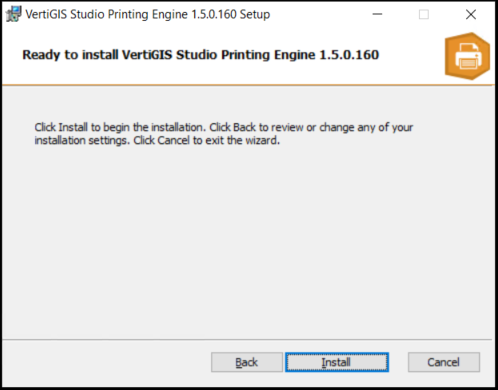 Start des Setup Wizard für VertiGIS Printing