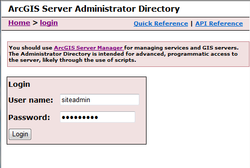 ArcGIS Server Administrator Verzeichnis
