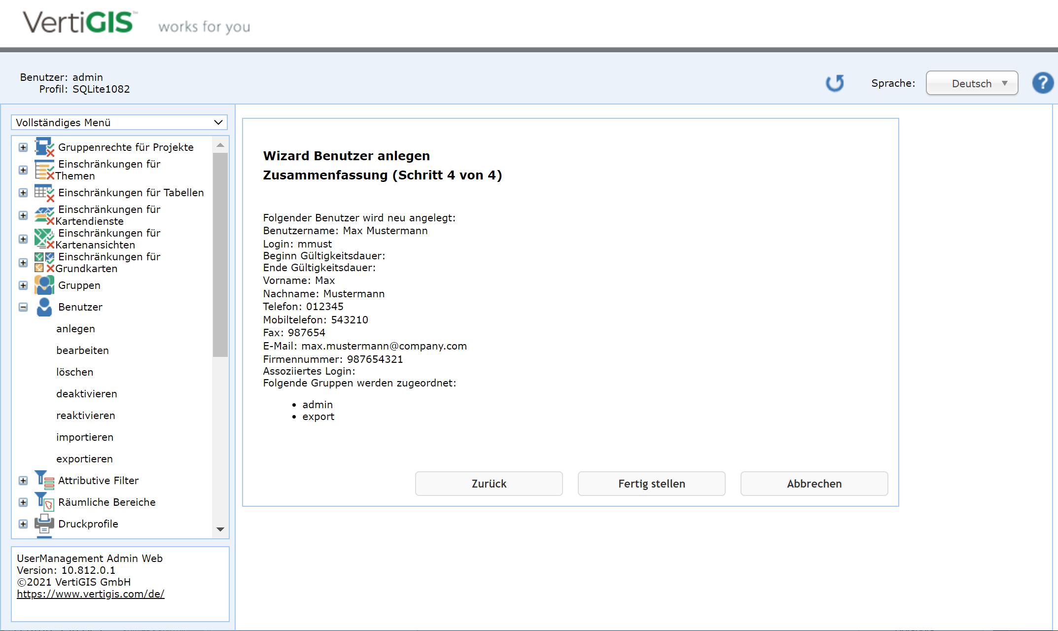 Benutzer anlegen - Schritt 4