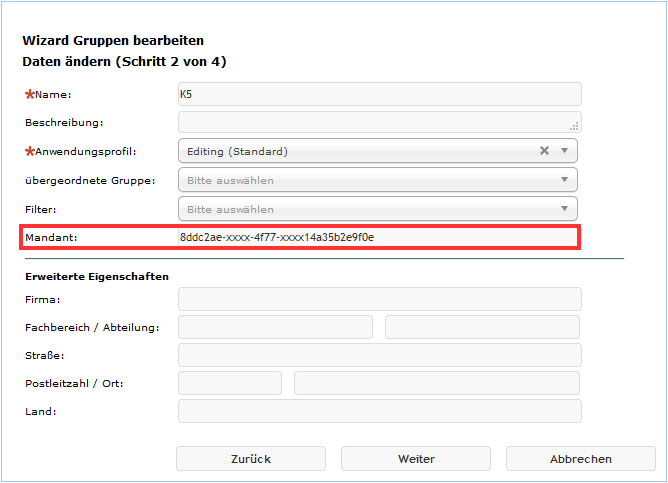 Mandant in der K5 Gruppe