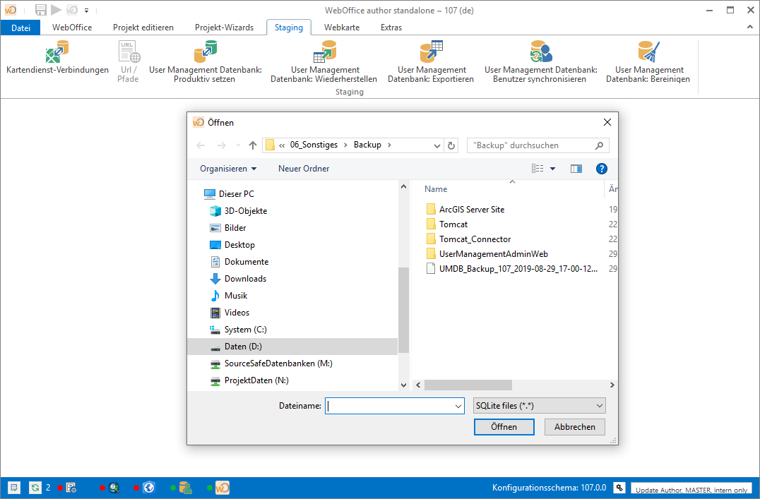 Auswahl der UserMangement Sicherungsdatei