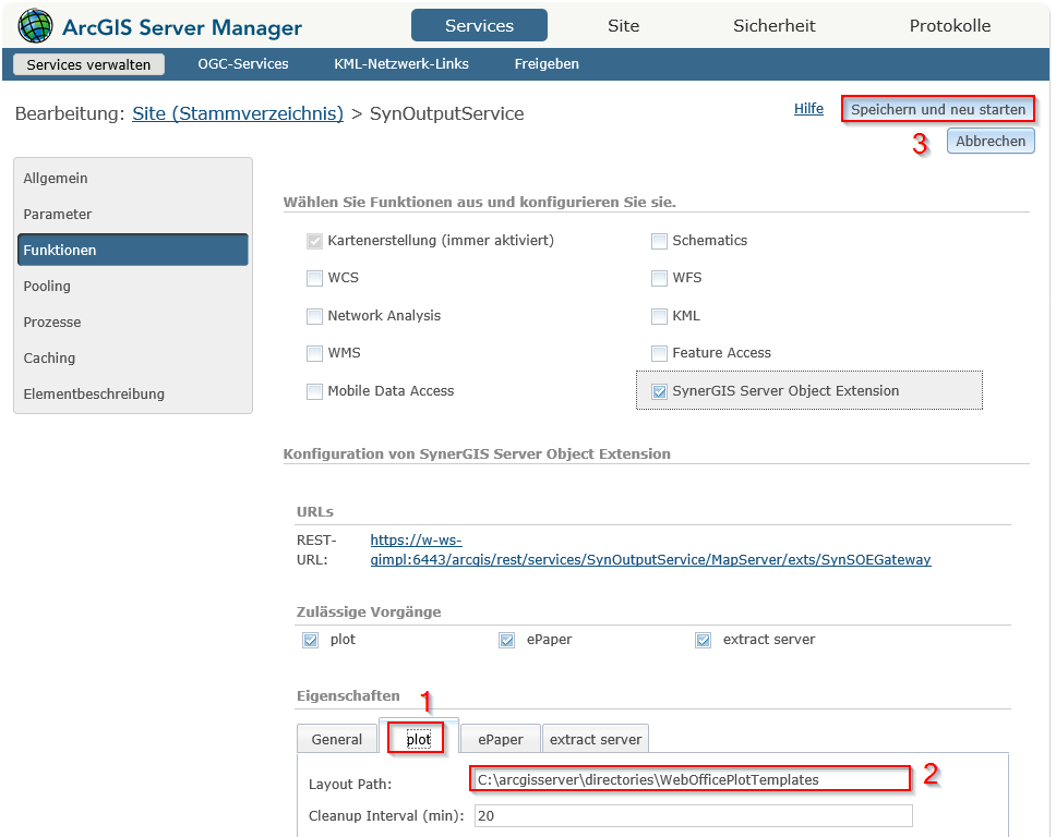 Pfad zu den WebOffice plotten Vorlagen konfigurieren
