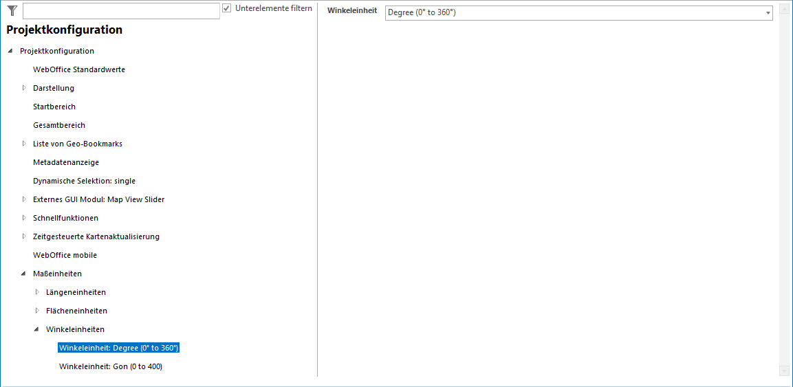 Konfiguration - Winkeleinheiten