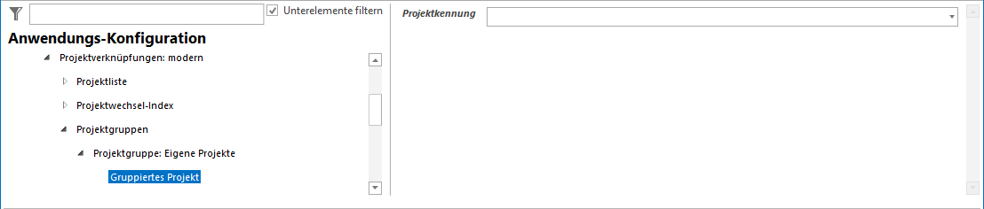 Konfiguration von gruppiertem Projekt