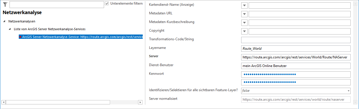 Konfiguration ArcGIS Server Netzwerkanalyse-Service
