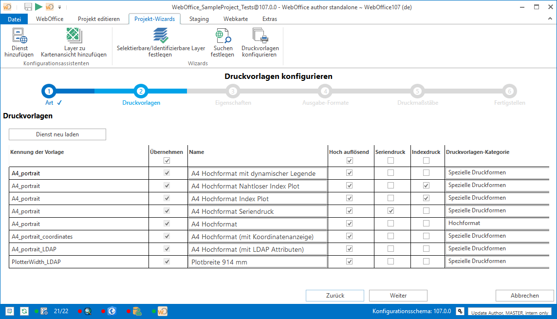 Auswahl der Druckvorlagen