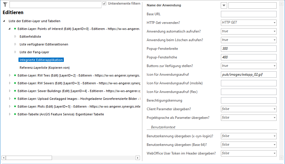 Konfiguration einer integrierten Editierapplikation