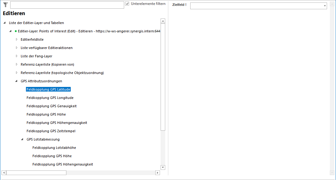 Konfiguration der GPS Attributzuordnung - Latitude