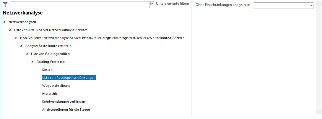 Konfiguration Liste von Routingeinschränkungen