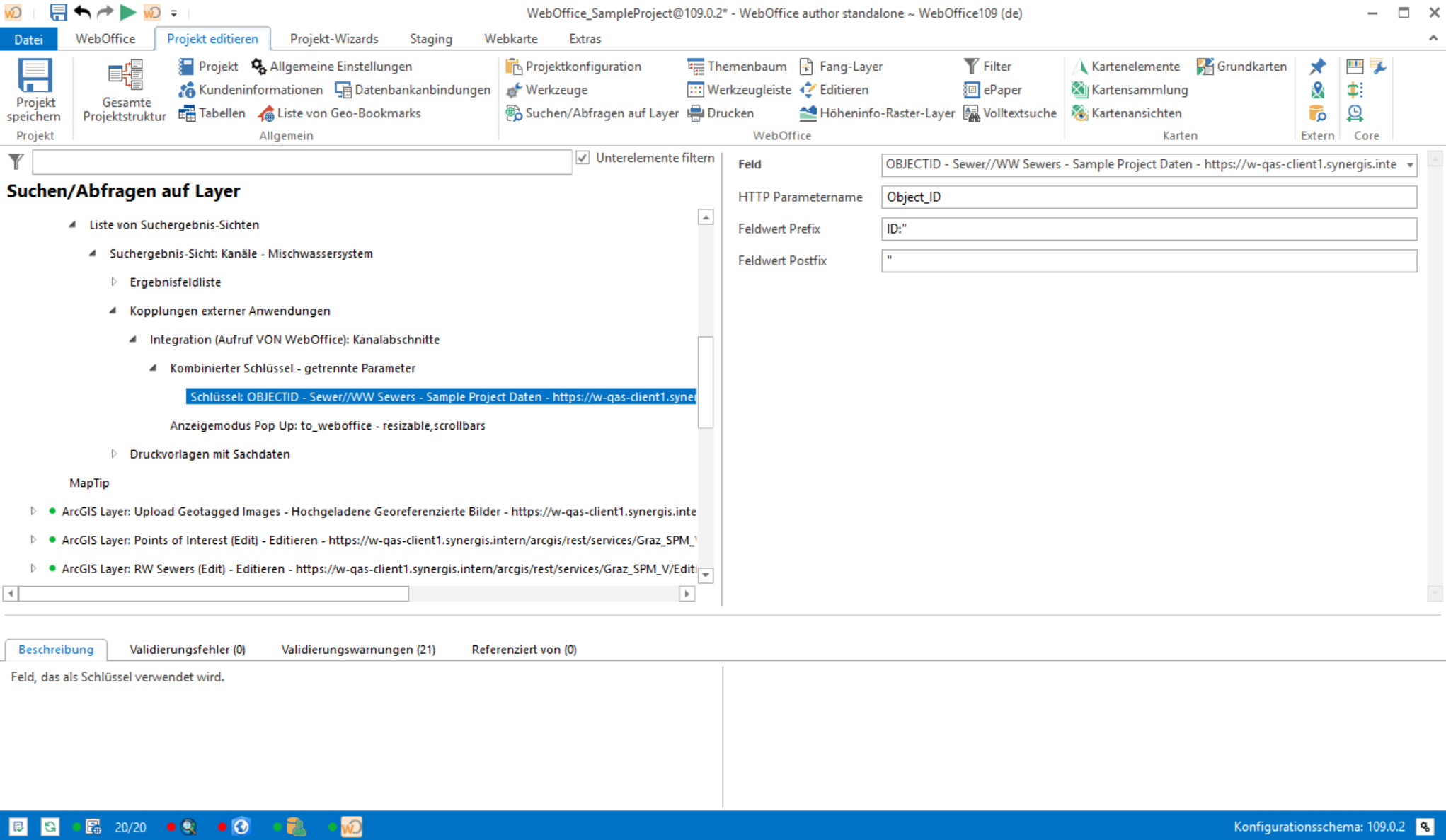 Kombinierte Schlüssel- Getrennte Parameter Konfiguration