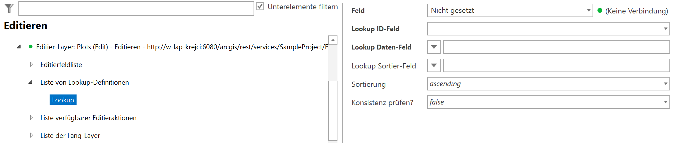 Lookup Konfiguration auf einem Editierfeld