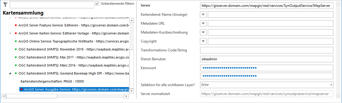 ArcGIS Server Ausgabe-Service Konfiguration von OGC WMTS