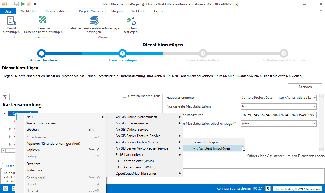 Hinzufügen eines ArcGIS Server Karten-Services