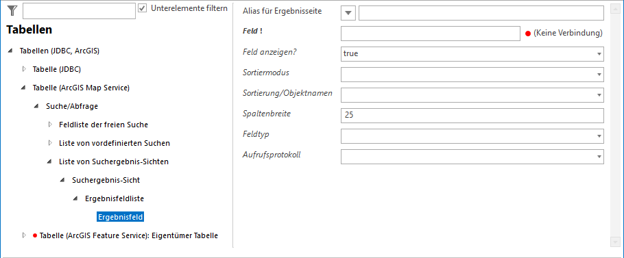 Liste von Suchergebnis-Sichten