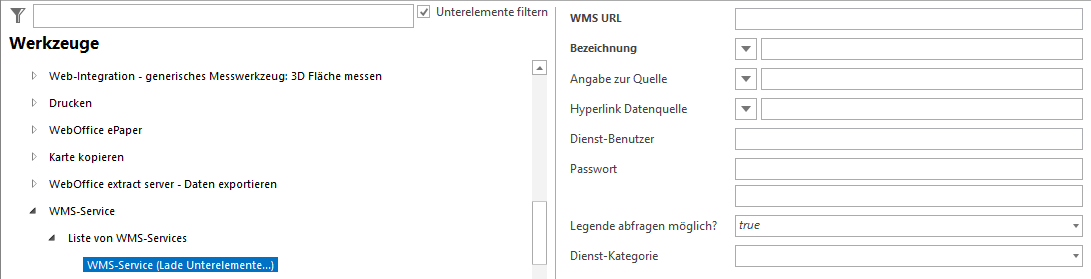 Konfiguration eines vordefinierten WMS-Dienstes