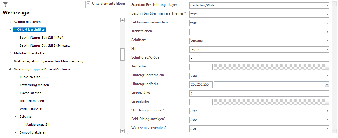 Freies Beschriften Werkzeug Konfiguration