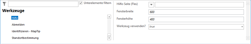 Hilfe Werkzeug Konfiguration