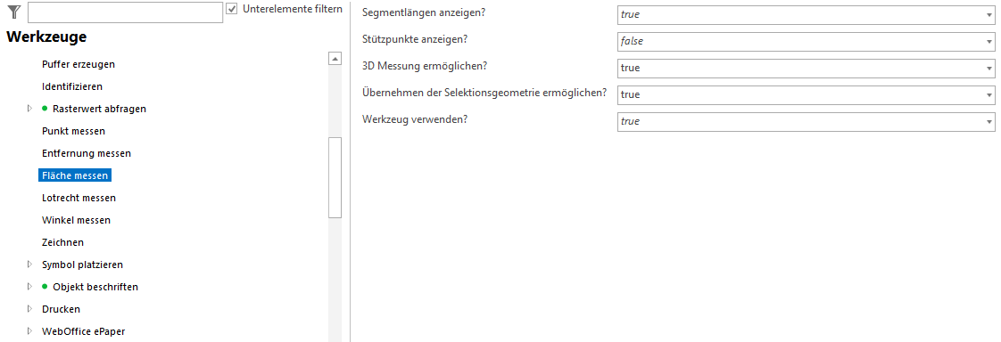 Konfiguration Messen - Flächenbestimmung