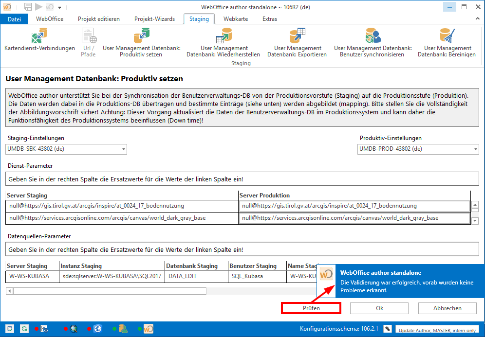 Prüfen von Validierungsfehlern - UserManagement Datenbank Produktiv setzen
