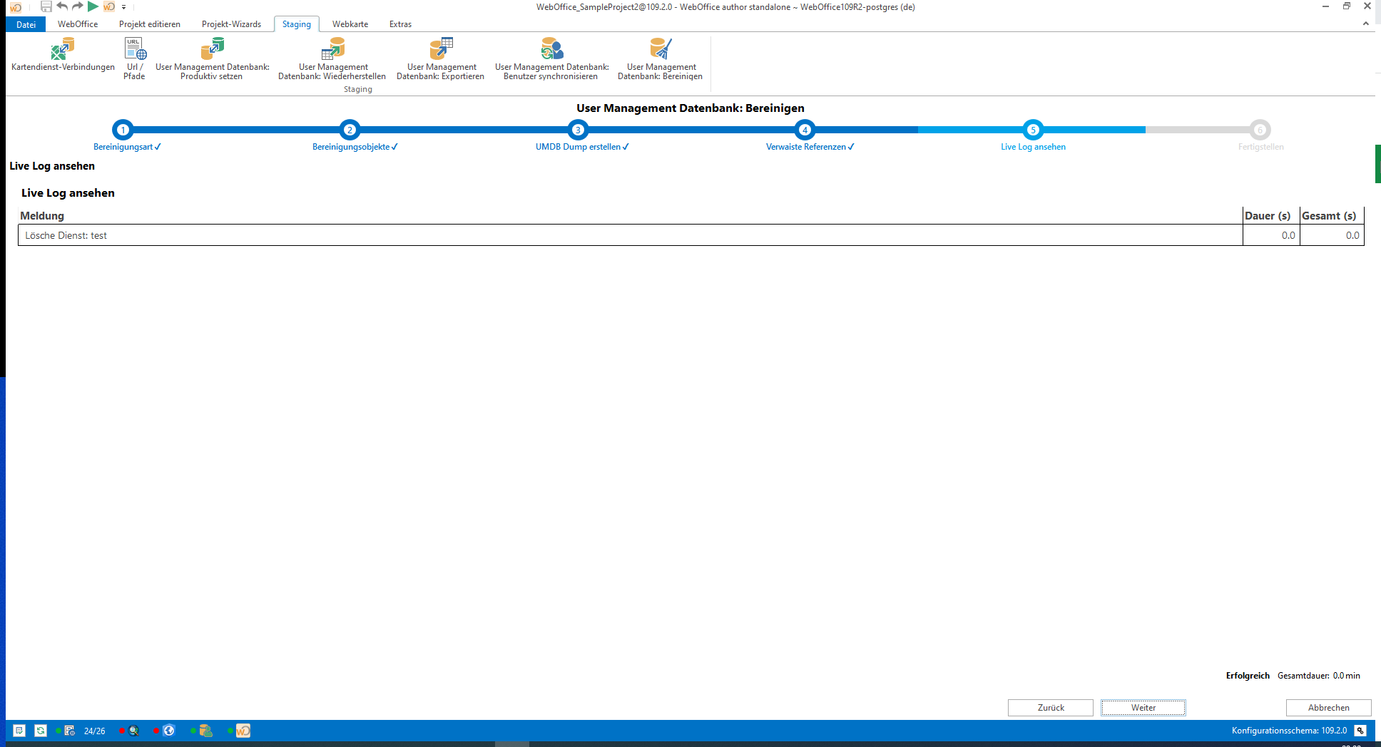 Anzeige des Live Logs