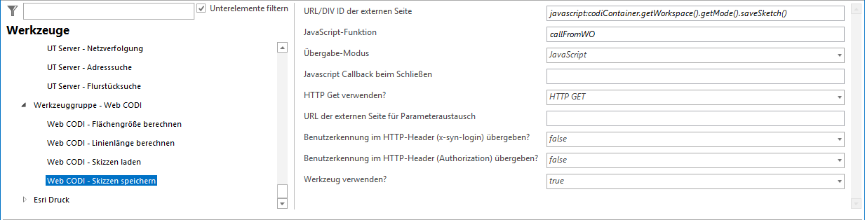 Konfiguration - Web CODI Skizzen speichern