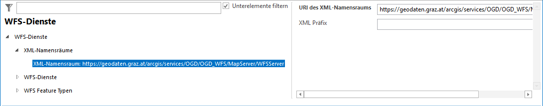 Konfiguration von XML-Namensräume bei WFS-Diensten