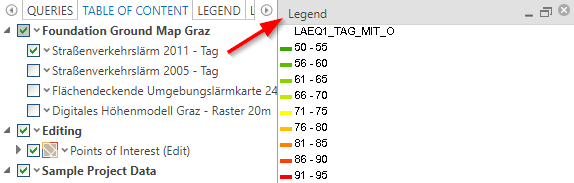 Seperate legend window with legend information from the WMS service Seperate legend window with legend information from the WMS service