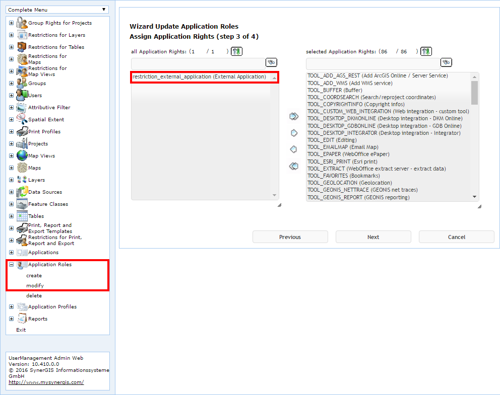 UserManagement Admin Web - Application Roles