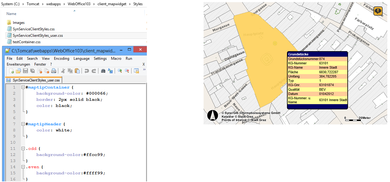 Changing the style of Maptip result in WebOffice map widget