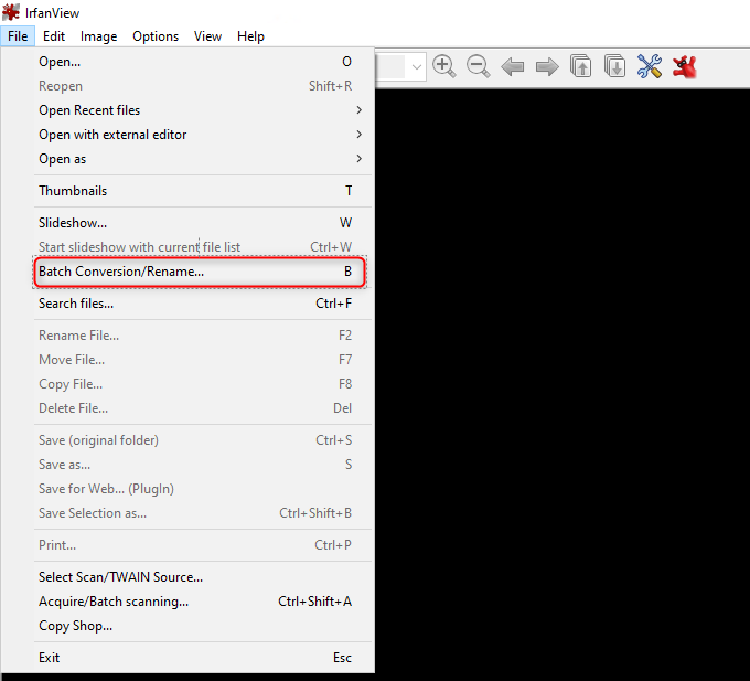 Batch Conversion IrfanView