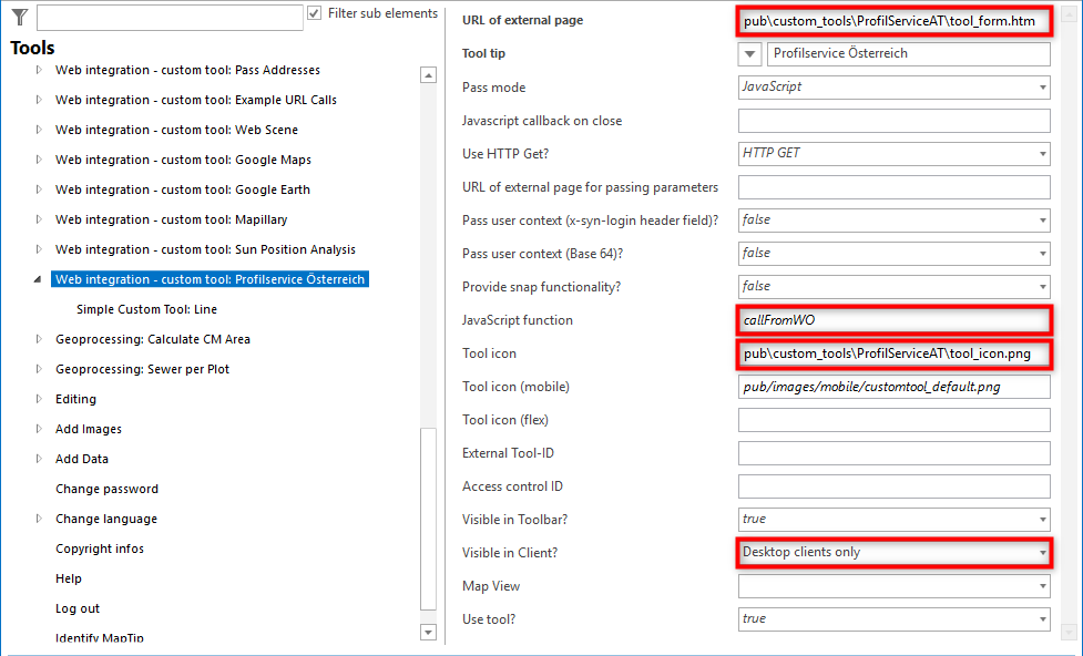 Configuration of a custom tool for the Profile Service Austria Configuration of a custom tool for the Profile Service Austria
