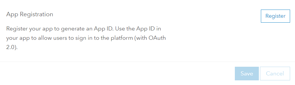 Scroll to the App Registration section and click "Register" Scroll to the App Registration section and click "Register"